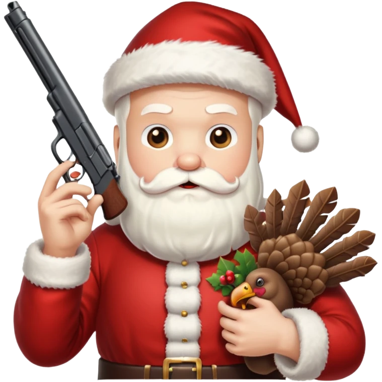 Santa holding a gun shooting a turkey emoji