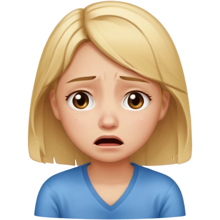 Девушка со светлыми волосами сидит плачет и не может разобраться со своими мыслями  emoji