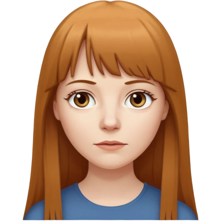 middle age pale skinned white female with long straight brown hair and bangs emoji