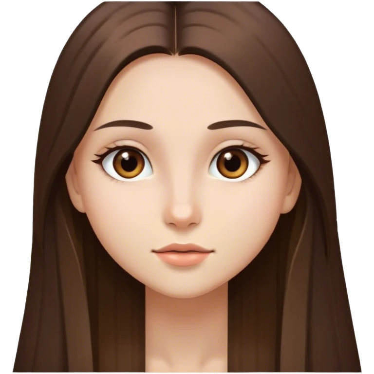 una chica, pelo largo y liso, con ojos marrones y piel blanca, muy bonita  emoji