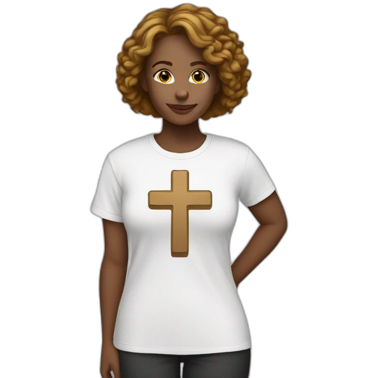 White woman with a cross t-shirt emoji