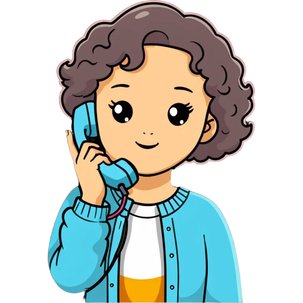 girl with light slightly curly hair talking on the phone emoji