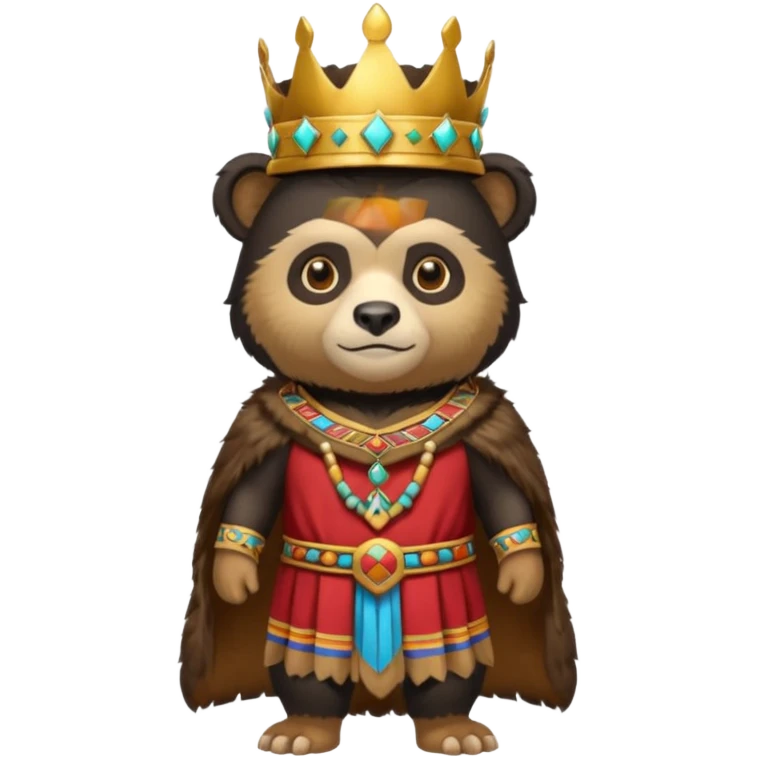 Spectacled bear in Cusco Inca attire with the Manco Capac costume, which includes a crown and Inca-style clothing emoji
