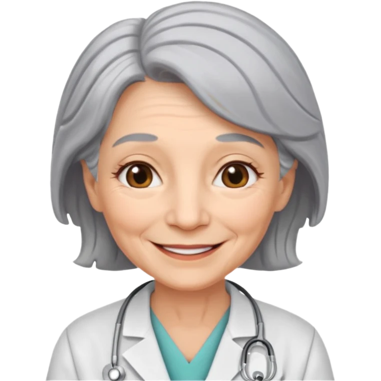 older obstetrician female emoji grey hair wrinkles emoji