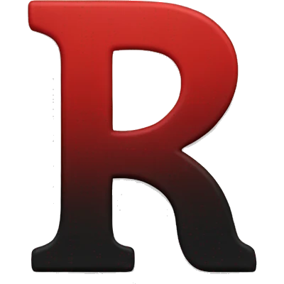 Letter-R-deep-red-and-black-colour emoji