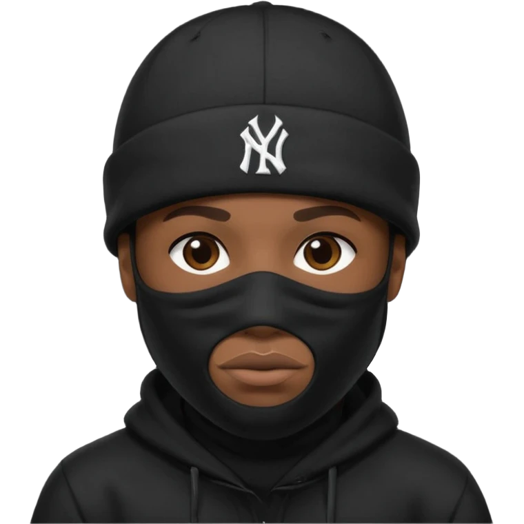 rapper khăn trùm mặt full đen có mũ len hãng MLB
 emoji