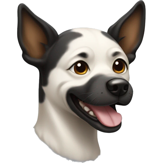 smiling dog with black upright ears and black muzzle emoji