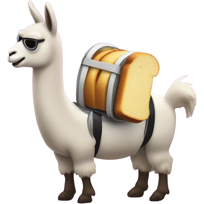 Llama with jet pack eating garlic bread emoji