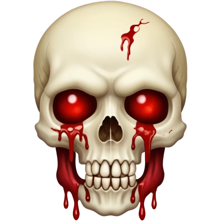 A Hideous mutated monster covered in rotten flesh and blood, in the style of your bleeding skull art, full body emoji
