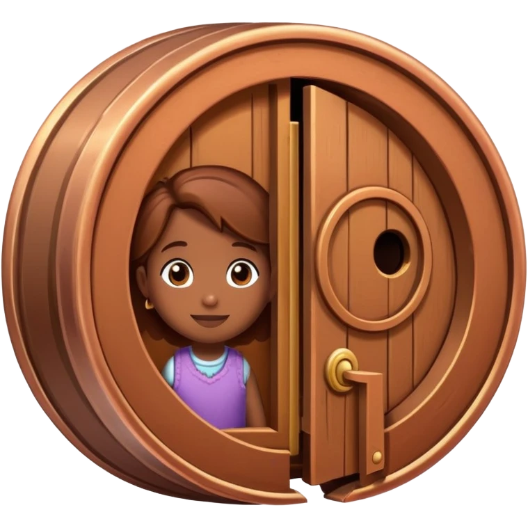 cross-section of a penny coin showing a cute character living inside, penny interior as a cozy home, tiny door and windows emoji