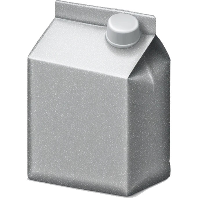 Realistic silver metallic glitter carton of milk. emoji