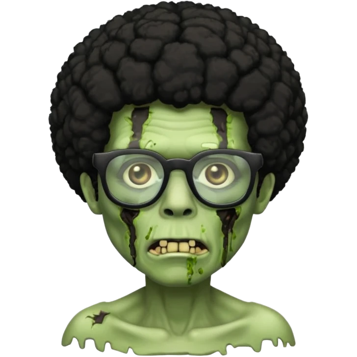 A green zombie with a black Afro and glasses emoji