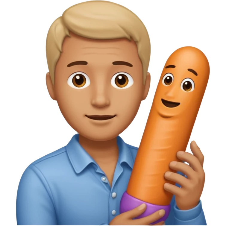 Man hugging a Penis dildo emoji