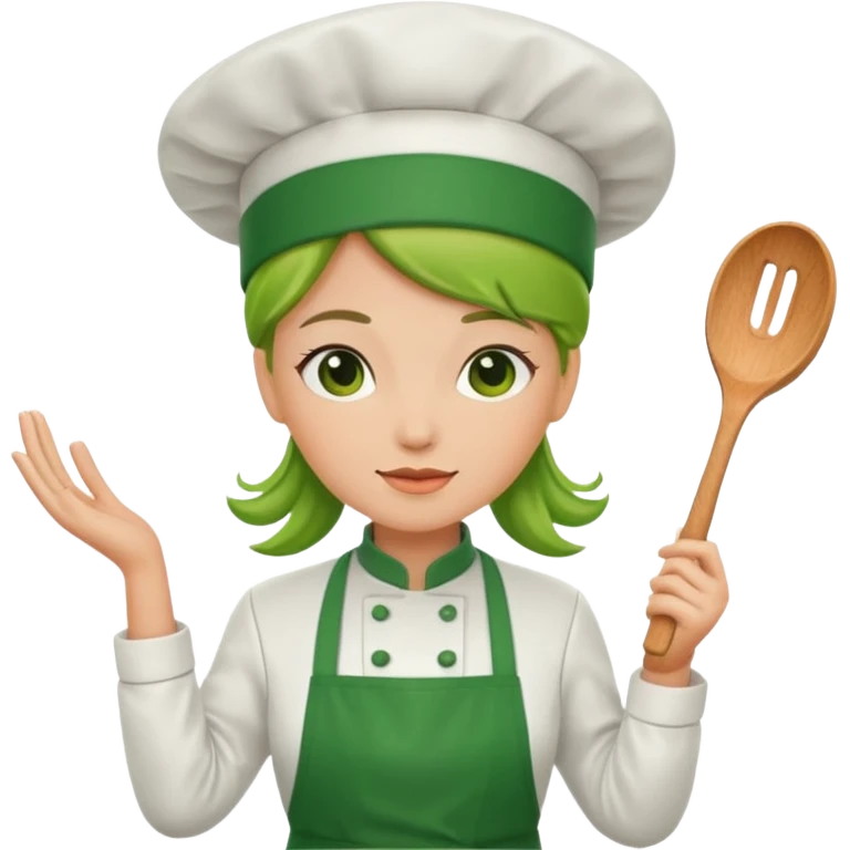 she chef with green apron emoji