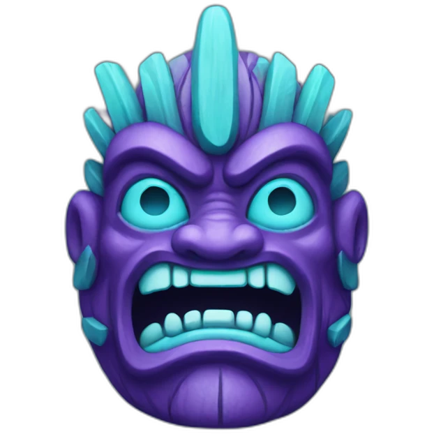 purple and cyan tiki god emoji
