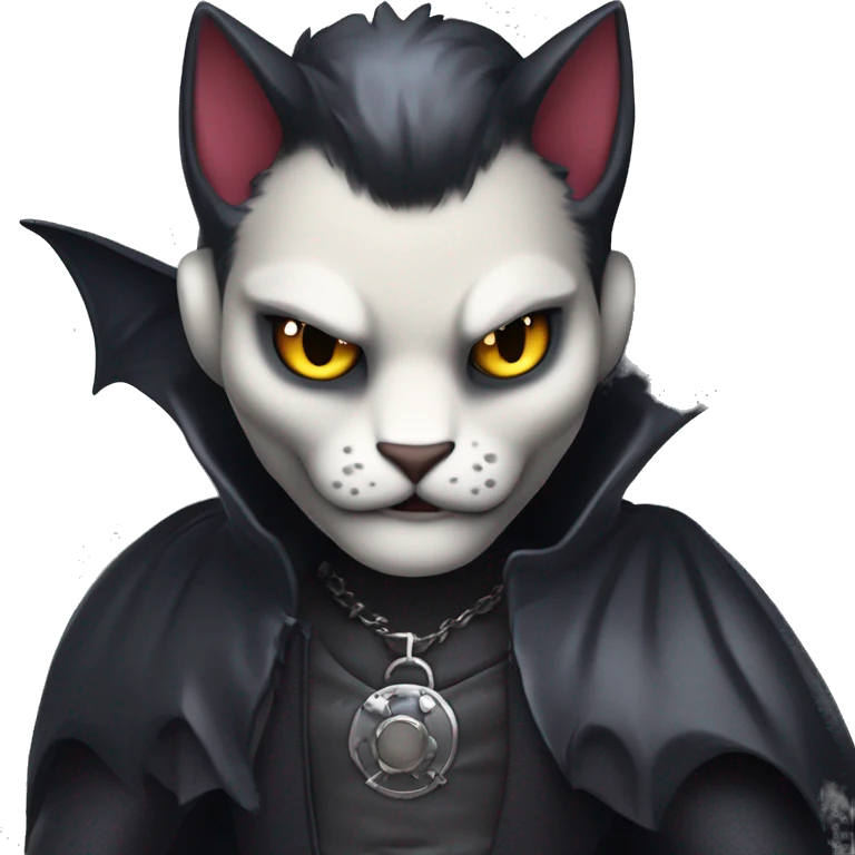 Cute edgy cool kawaii vampiric dark cat-vernid-Fakémon-Digimon with bat-wings as ears emoji