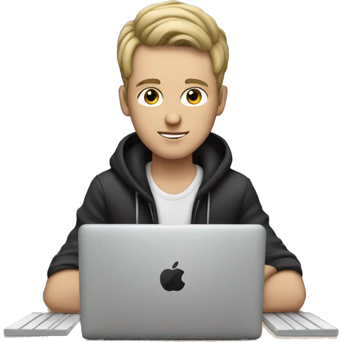 white boy Music producer with a macbook  emoji