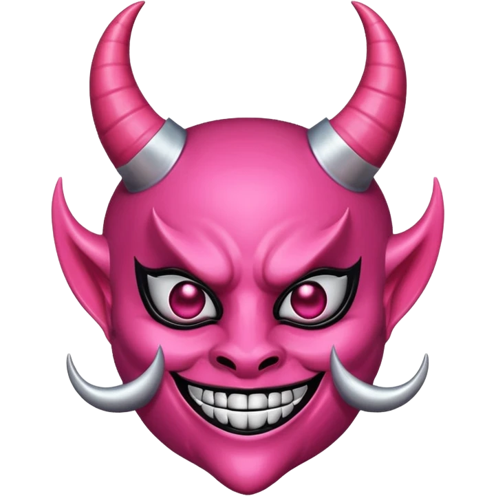 A pink girly oni mask with devil horns  emoji