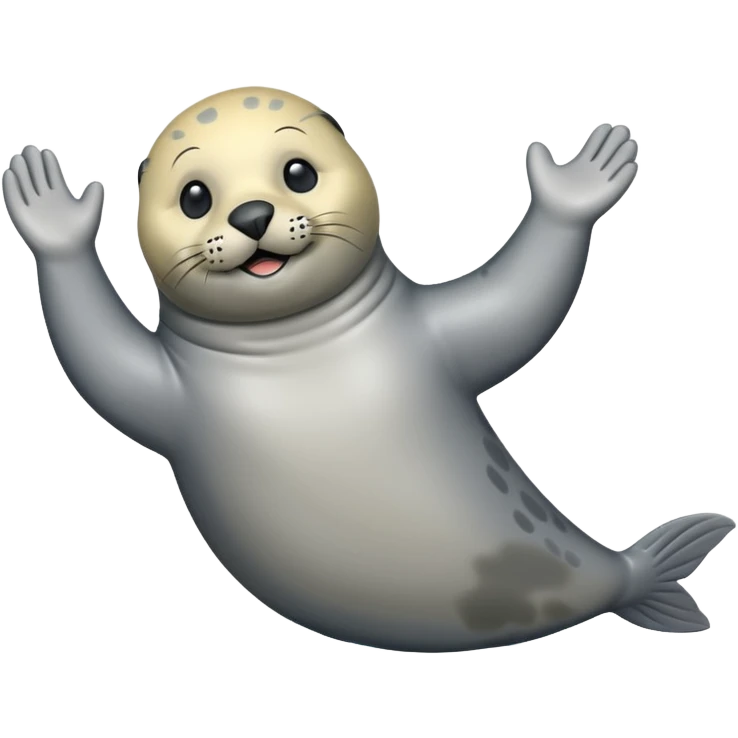 full body grey seal waving emoji