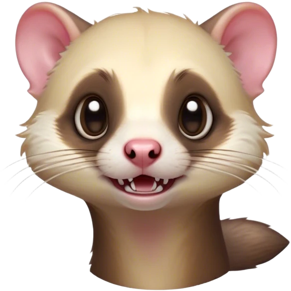 Cinematic Comical Ferret Portrait Emoji, Head tilted dramatically with an exaggeratedly shocked expression, featuring a slender, wiggly body and a distinct ferret head with a pointed snout and small ears, with wide, hilariously expressive eyes full of humorous disbelief, Simplified yet hilariously expressive features, highly detailed, glowing with a slightly sassy natural glow, high shine, dramatic yet playful, stylized with an air of quirky charm, soft glowing outline, capturing the essence of a meme-worthy ferret that looks ready to scamper into viral fame! emoji