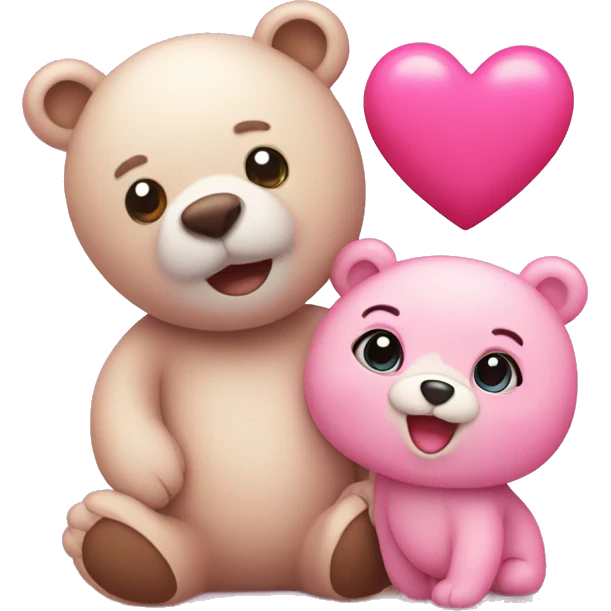 Pink heart and a cute bear  emoji