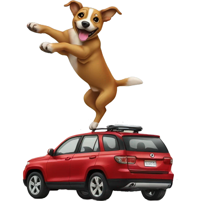 dog backflip with car on b emoji