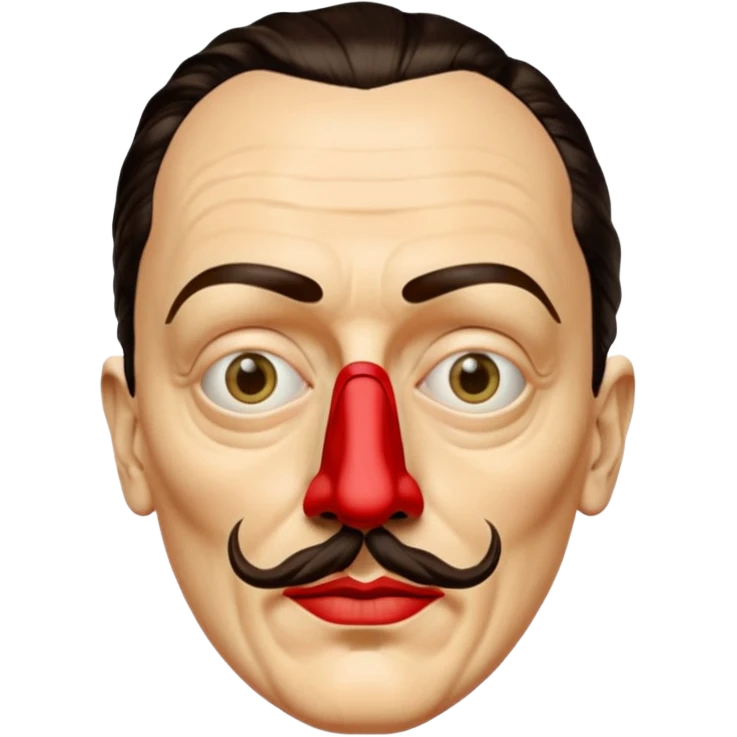 Faites-moi un masque de Salvador Dali d'une manière réaliste, la même série que La Casa de Bapel, et faites-le paraître comme s'il portait du rouge Sans lunettes emoji