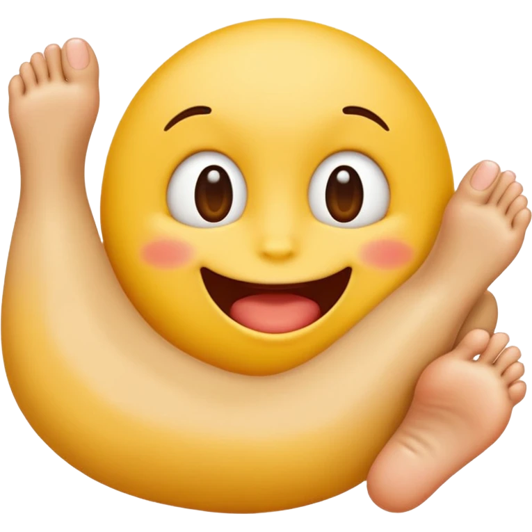 yellow emoji character sucking toes, playful, suggestive emoji