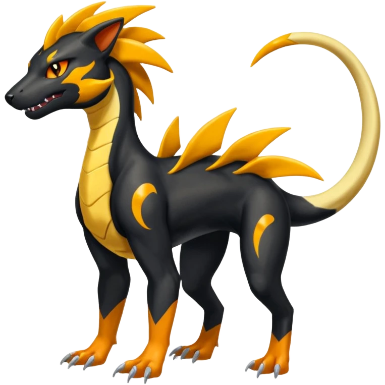 Shiny 4-legged Salandit-Electrike-Amaura-Houndoom-Zeraora-fusion, full body emoji