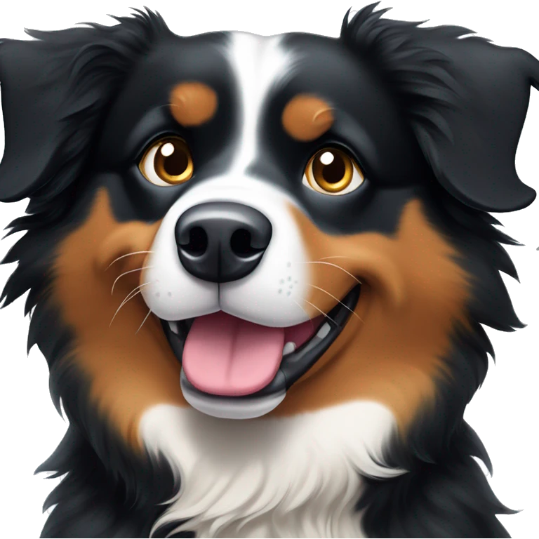 happy bernese mountain dog / australian shepherd mix (blue eyes) emoji