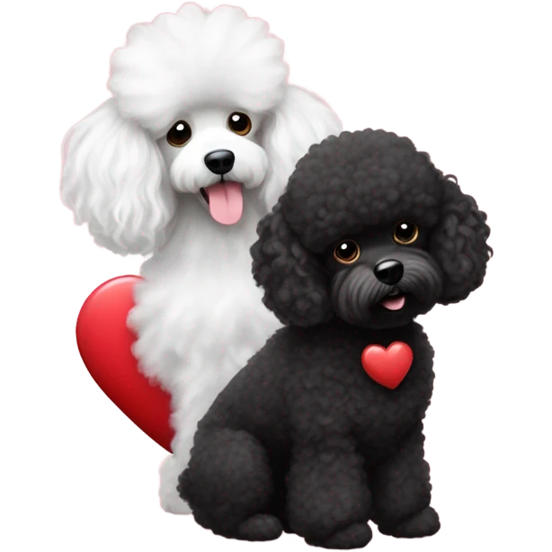 Black poodle and white Maltese with Valentines  emoji