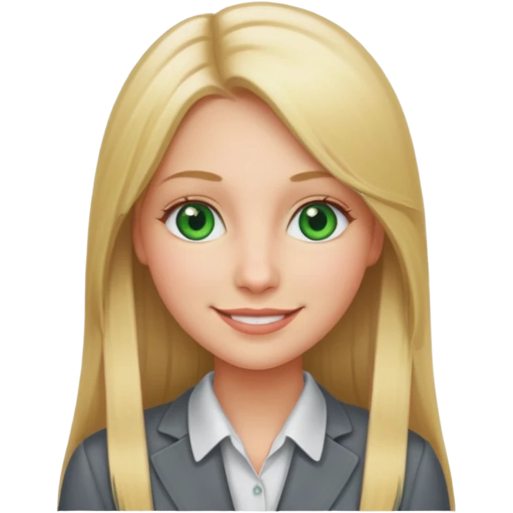 Green eyes office girl with straight long blonde hair barboe emoji