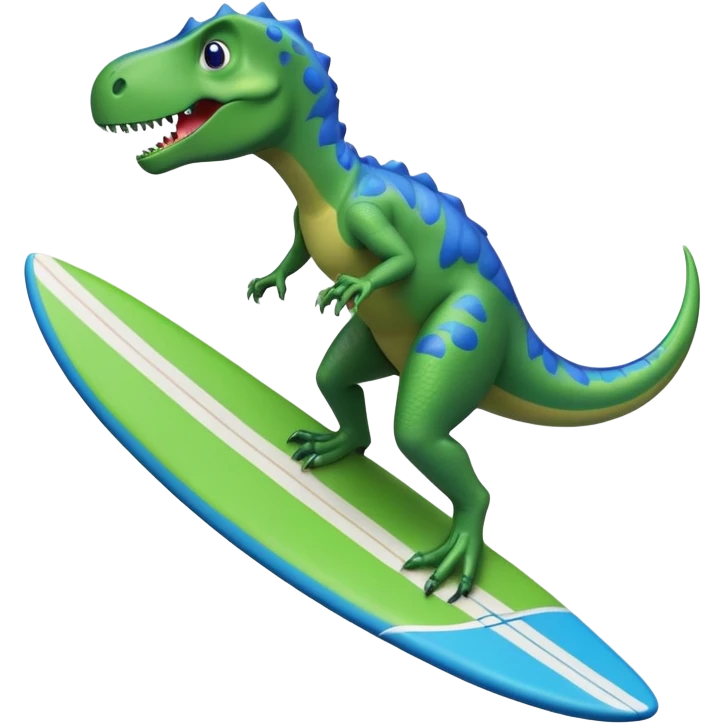 Dinosaur riding a surfboard ￼ emoji