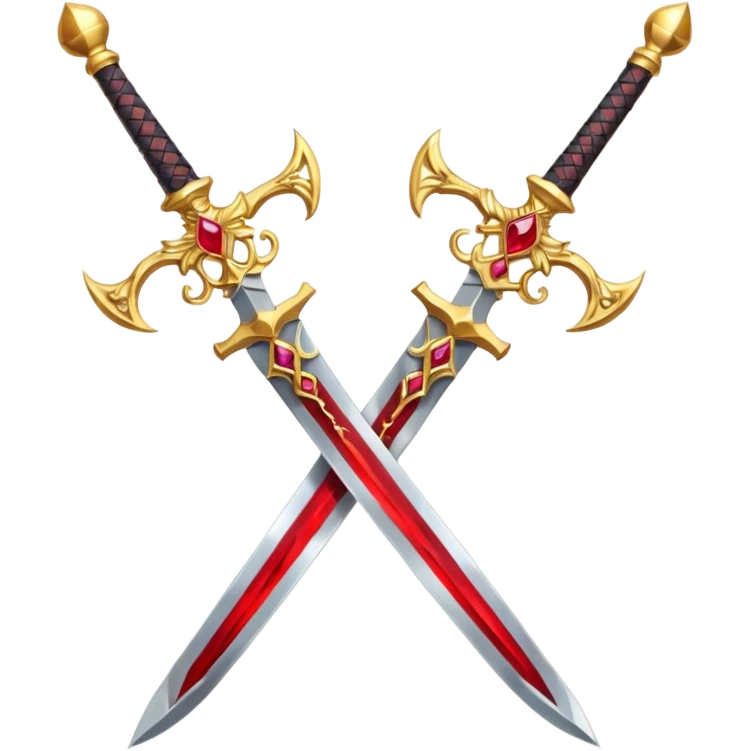Two golden fiery royal crossed swords emoji