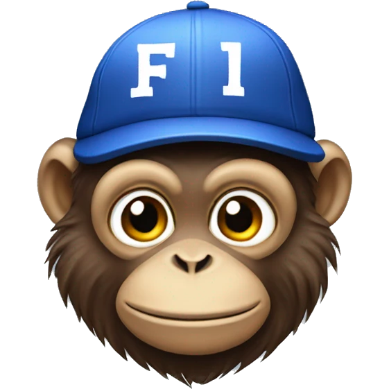 monkey in cap, FPL text on hat emoji