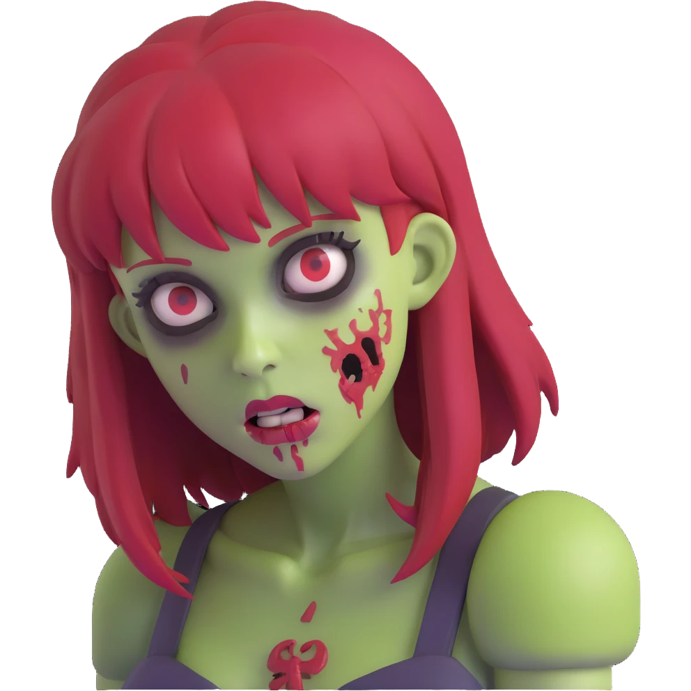 zombie girl with red hair and bangs emoji