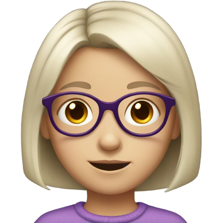 extra pale little girl in purple glasses and dark hair emoji