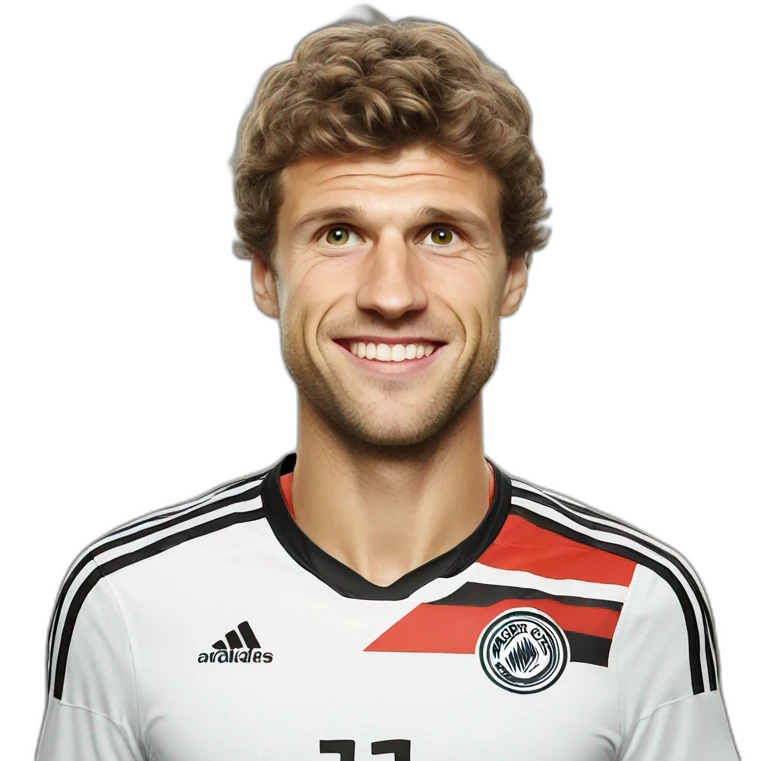 German football player Thomas Muller is eating emoji