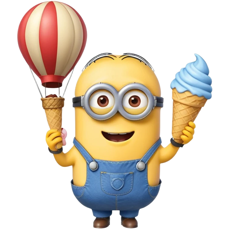 Minion eating ice cream in a hot air balloon  emoji