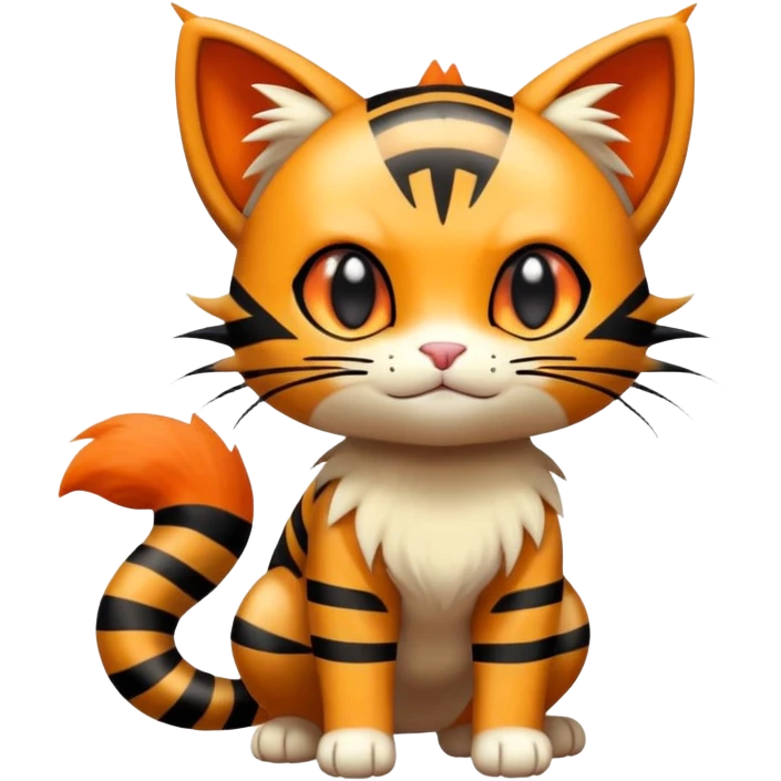 Shiny Cute Adorable Meowth-Litten-Hybrid-Creature with pattern-markings emoji