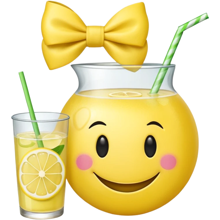 Smiley face with bow and lemonade  emoji