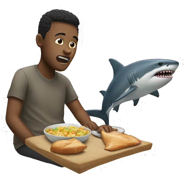 an  person eating shark emoji