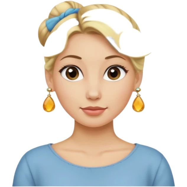 blonde woman with hair in a bun and earrings emoji