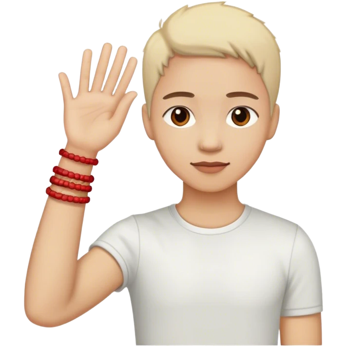 One hand with red bracelet thread  emoji