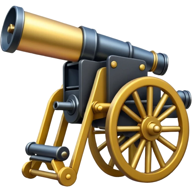 gatling gun facing forward, simplified and colorful, in iPhone Apple emoji style emoji