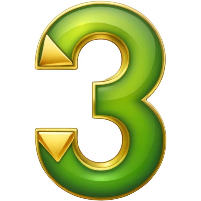 number three in golden and green shadows emoji