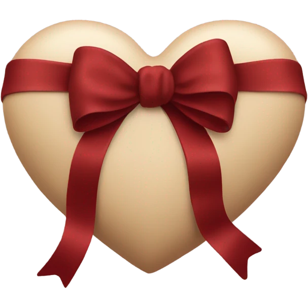Beige heart with dark red bow emoji