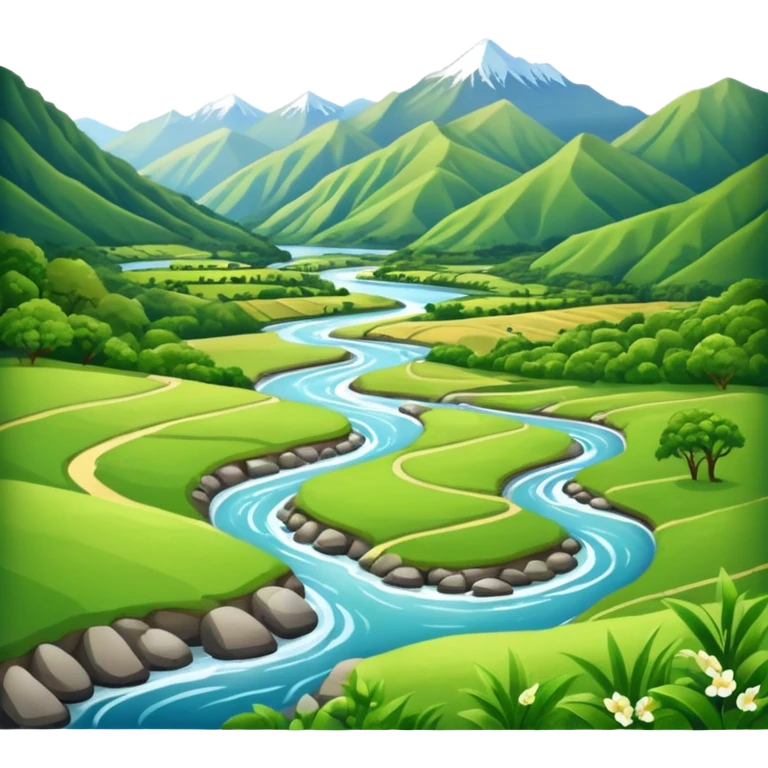 new zealand summer valley with a river emoji