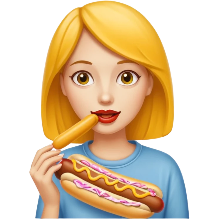 woman eating hotdog emoji