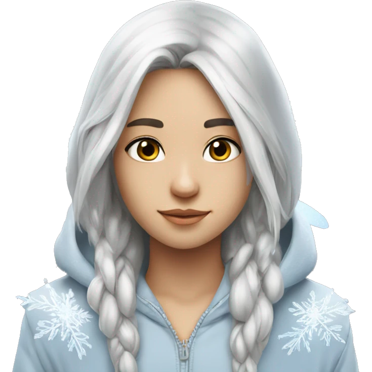 big wings, hood, silver, icy ,snowflake, Beautiful, fairy, long hair emoji